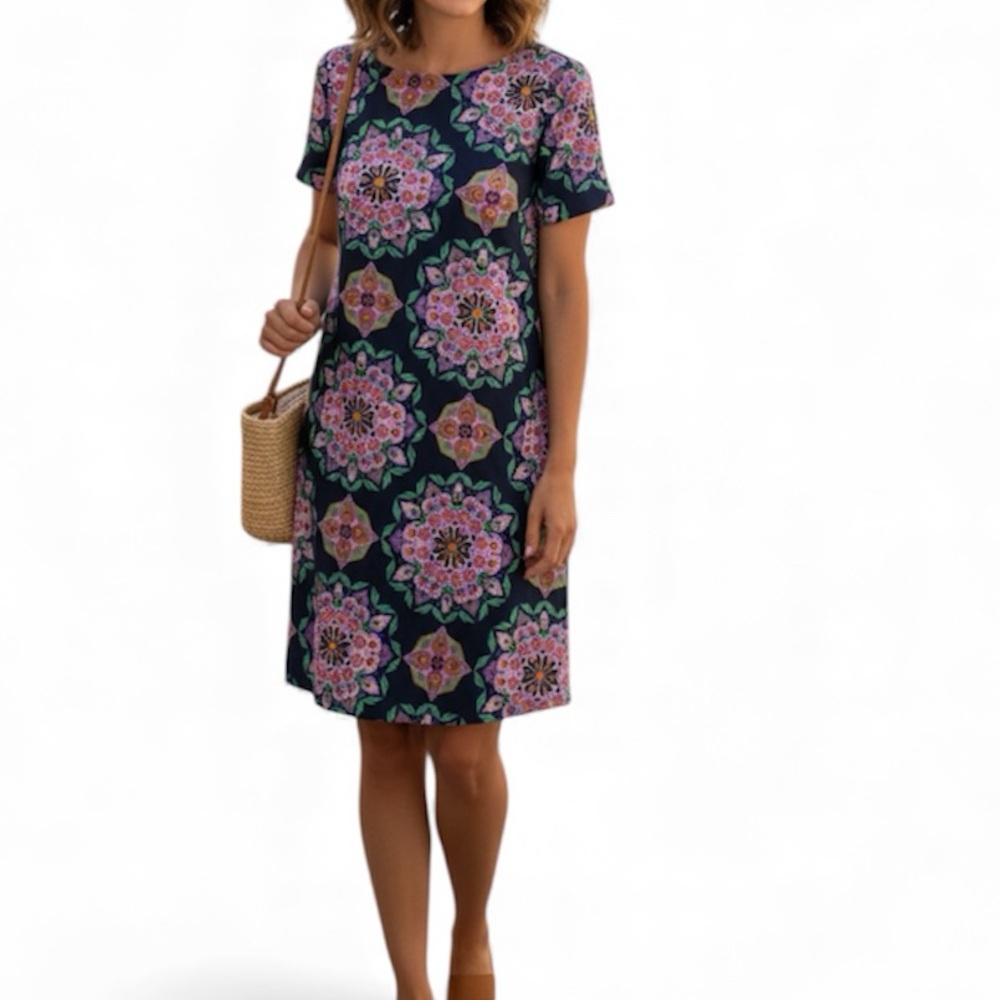 J. Crew Navy and Pink Floral Dress size 6